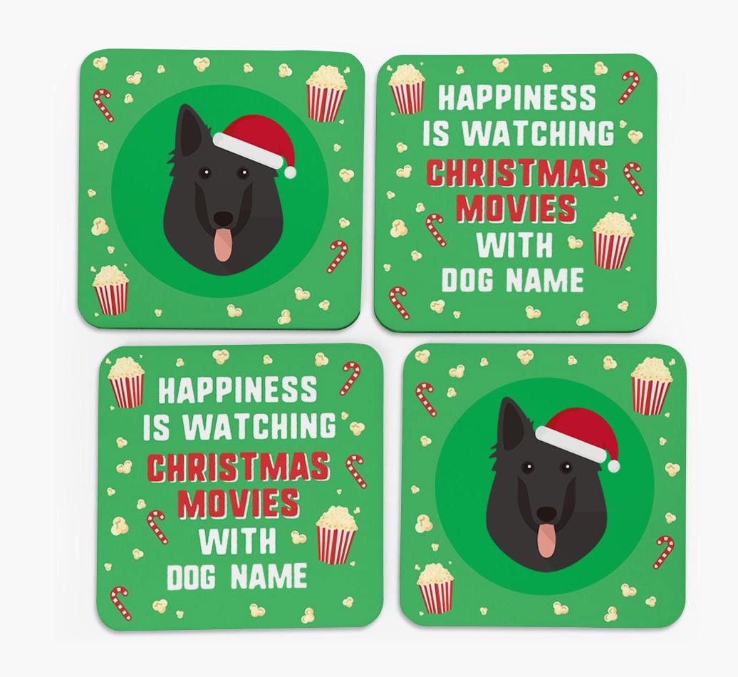 'Christmas Movies with {dogsName}' - Personalised {breedFullName} Coasters