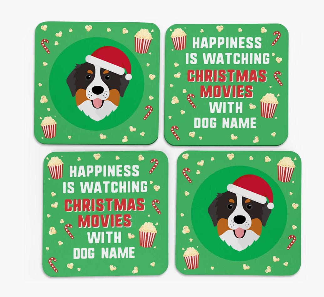 'Christmas Movies with {dogsName}' - Personalised {breedFullName} Coasters