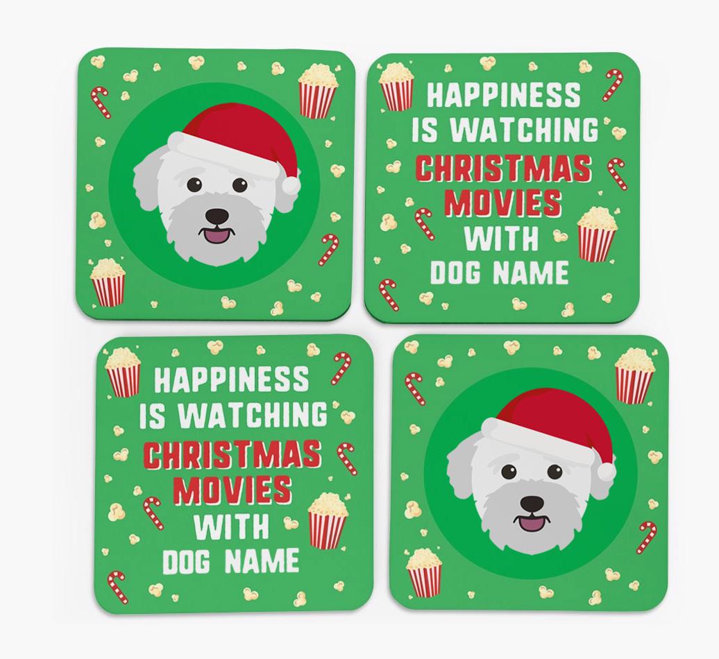 'Christmas Movies with {dogsName}' - Personalised {breedFullName} Coasters