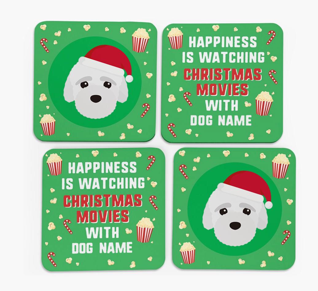 'Christmas Movies with {dogsName}' - Personalised {breedFullName} Coasters