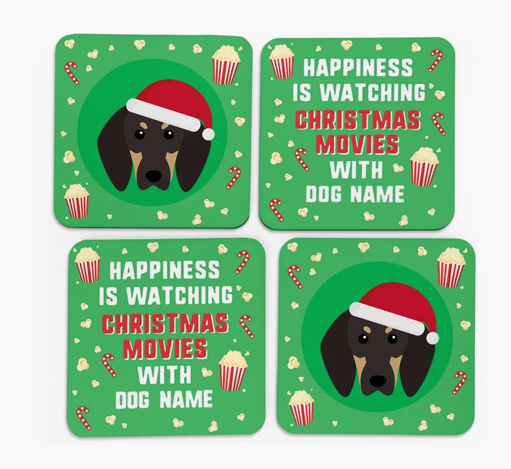 'Christmas Movies with {dogsName}' - Personalised {breedFullName} Coasters