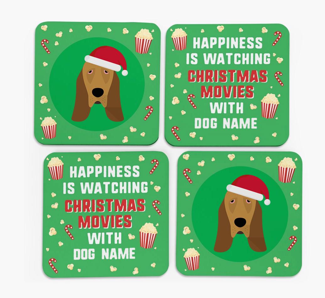'Christmas Movies with {dogsName}' - Personalised {breedFullName} Coasters