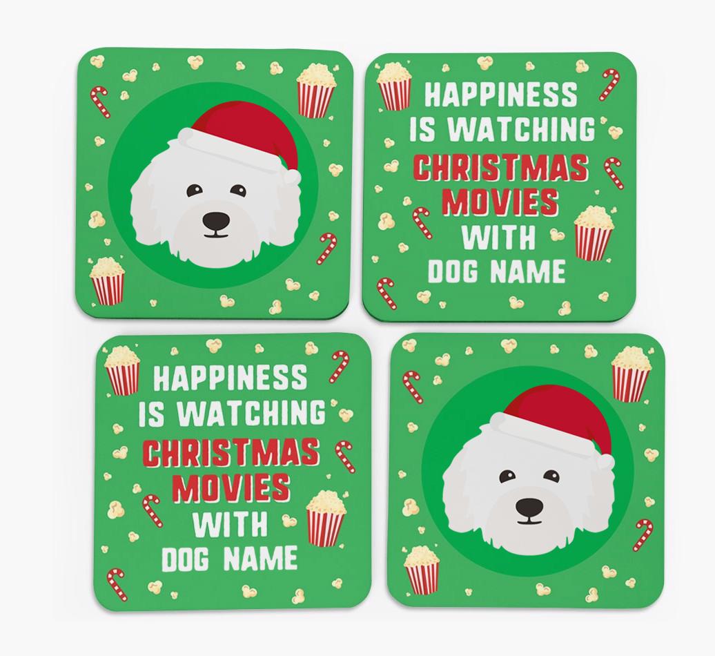 'Christmas Movies with {dogsName}' - Personalised {breedFullName} Coasters