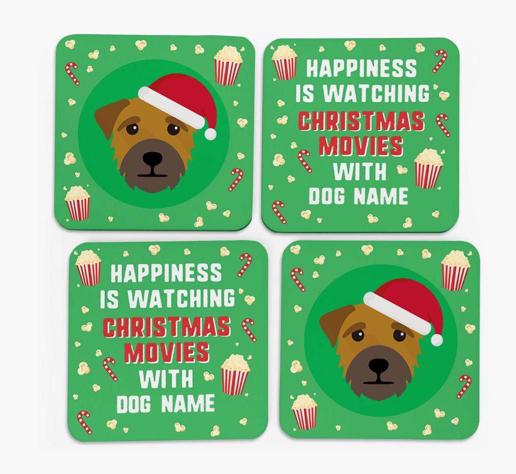 'Christmas Movies with {dogsName}' - Personalised {breedFullName} Coasters