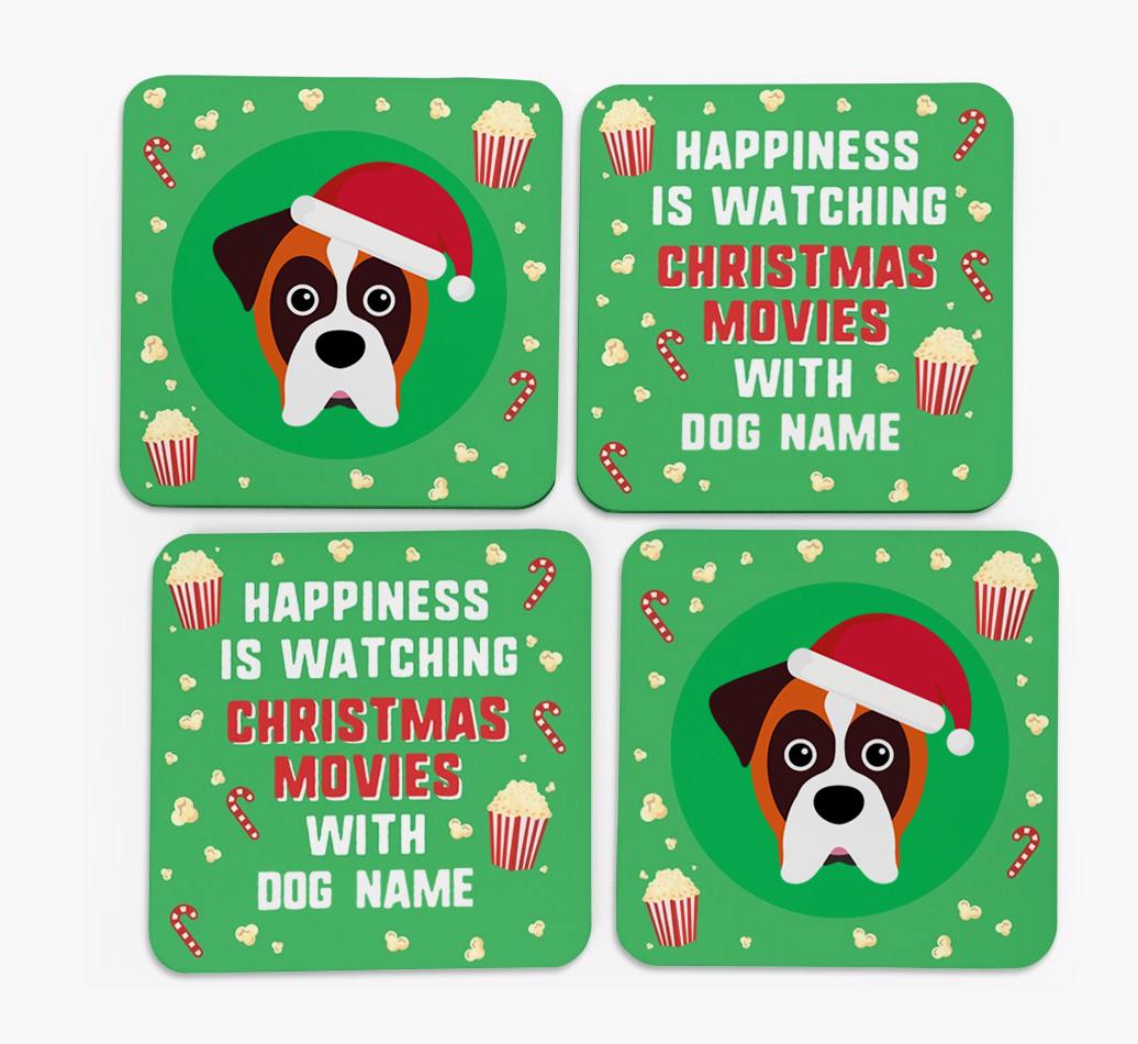 'Christmas Movies with {dogsName}' - Personalised {breedFullName} Coasters