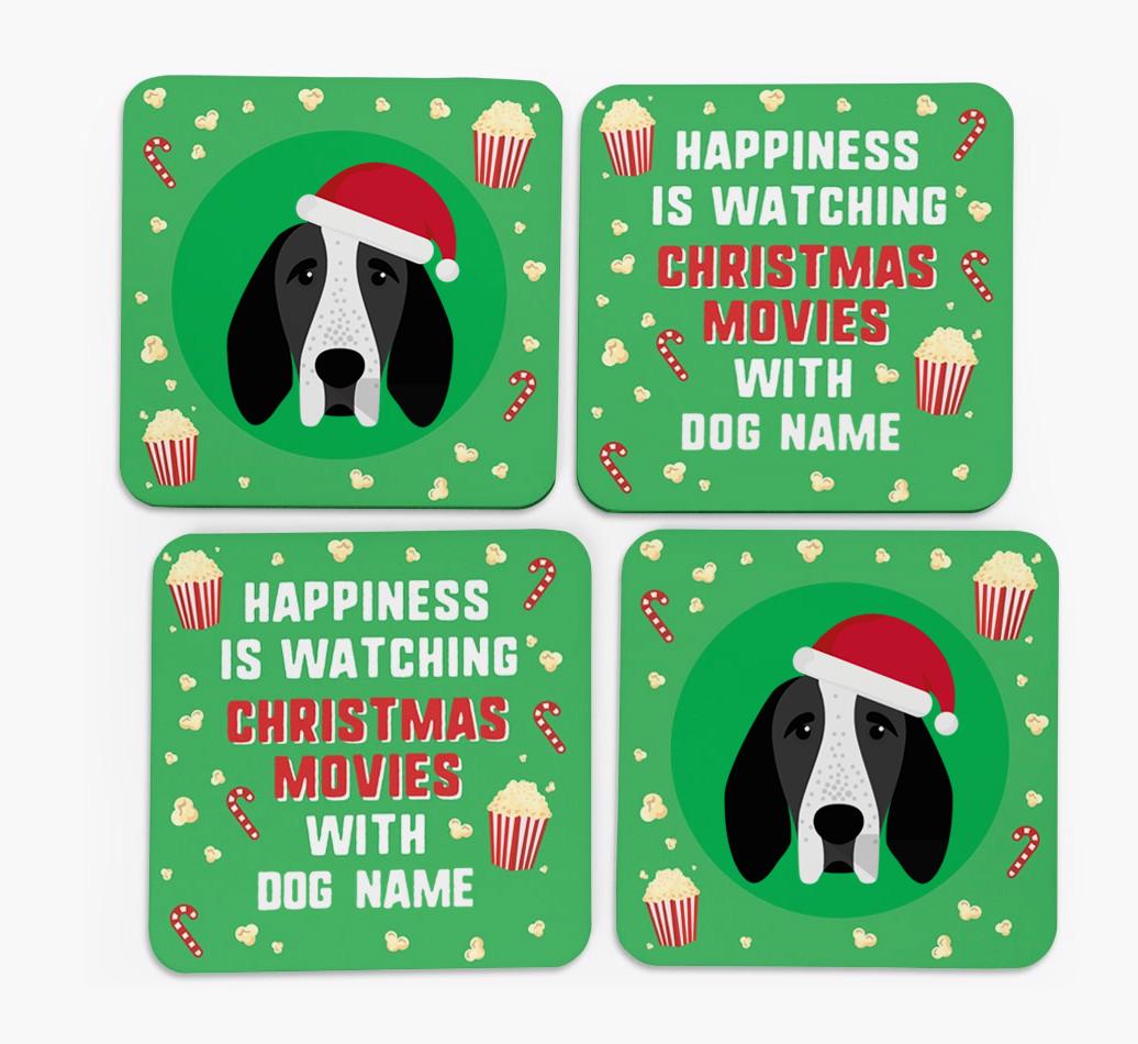 'Christmas Movies with {dogsName}' - Personalised {breedFullName} Coasters