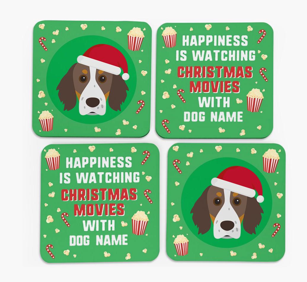 'Christmas Movies with {dogsName}' - Personalised {breedFullName} Coasters