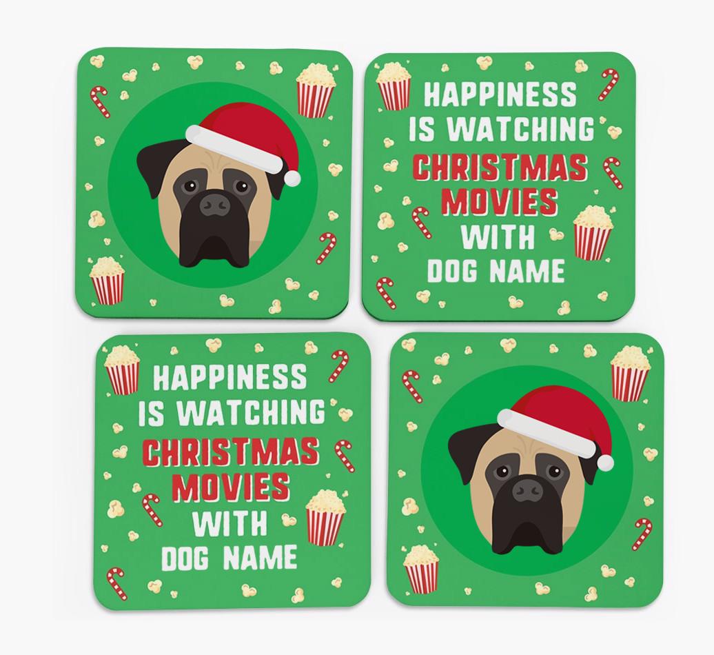 'Christmas Movies with {dogsName}' - Personalised {breedFullName} Coasters