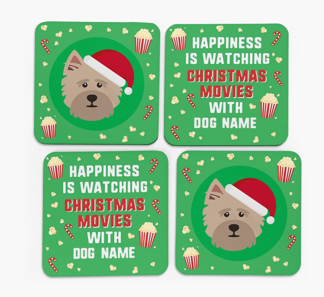 'Christmas Movies with {dogsName}' - Personalised {breedFullName} Coasters