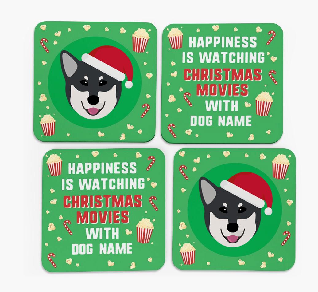 'Christmas Movies with {dogsName}' - Personalised {breedFullName} Coasters
