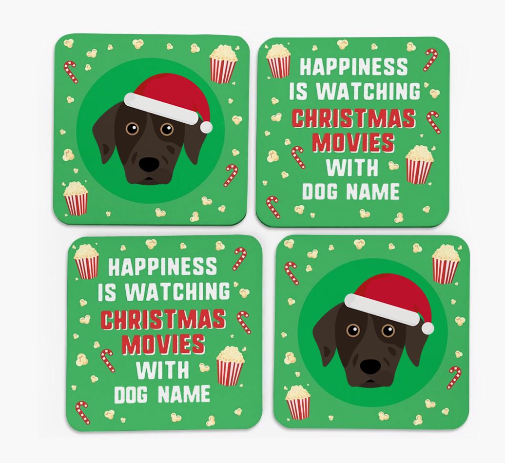 'Christmas Movies with {dogsName}' - Personalised {breedFullName} Coasters