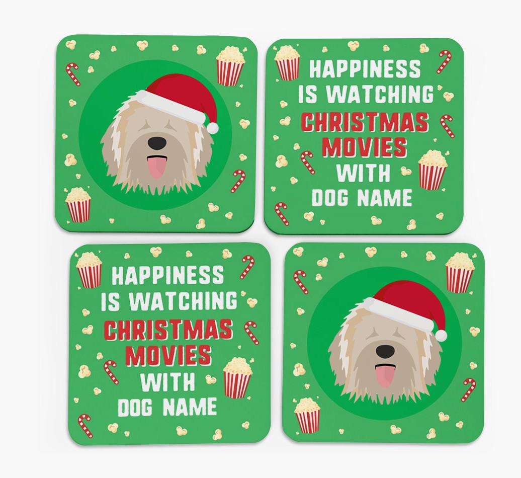 'Christmas Movies with {dogsName}' - Personalised {breedFullName} Coasters