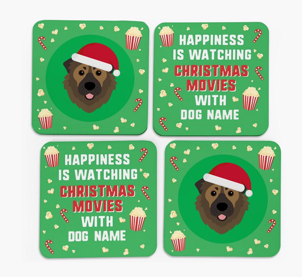 'Christmas Movies with {dogsName}' - Personalised {breedFullName} Coasters