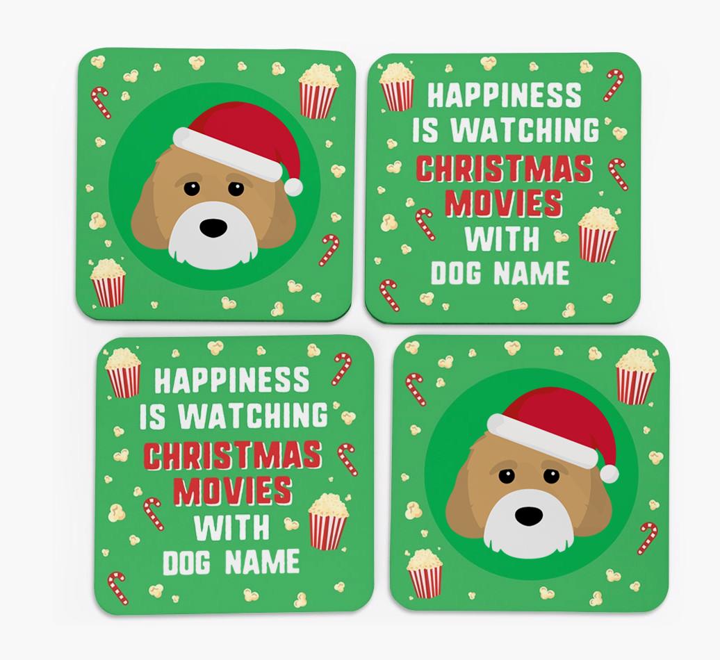 'Christmas Movies with {dogsName}' - Personalised {breedFullName} Coasters