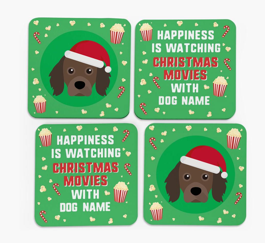 'Christmas Movies with {dogsName}' - Personalised {breedFullName} Coasters