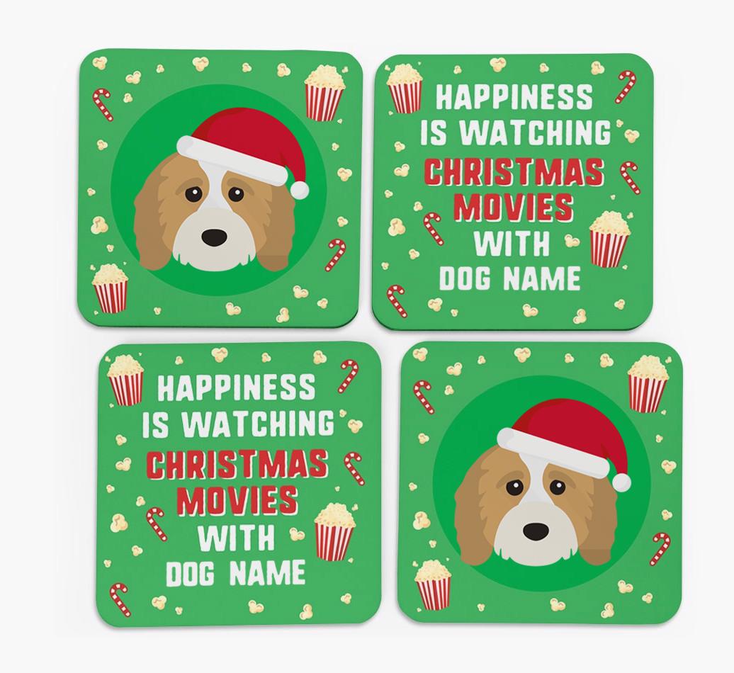 'Christmas Movies with {dogsName}' - Personalised {breedFullName} Coasters