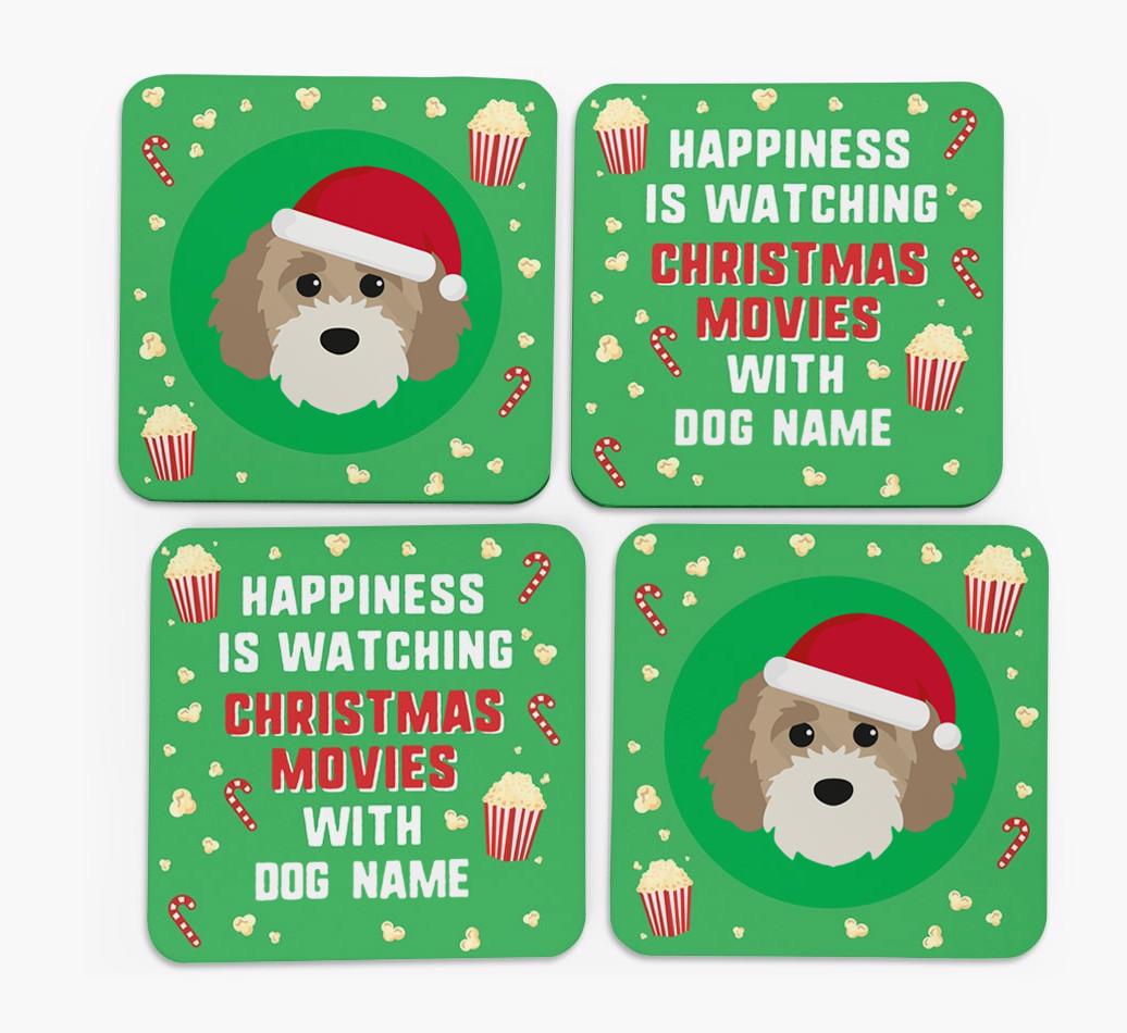 'Christmas Movies with {dogsName}' - Personalised {breedFullName} Coasters