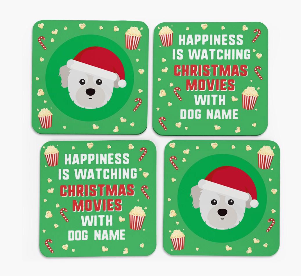 'Christmas Movies with {dogsName}' - Personalised {breedFullName} Coasters