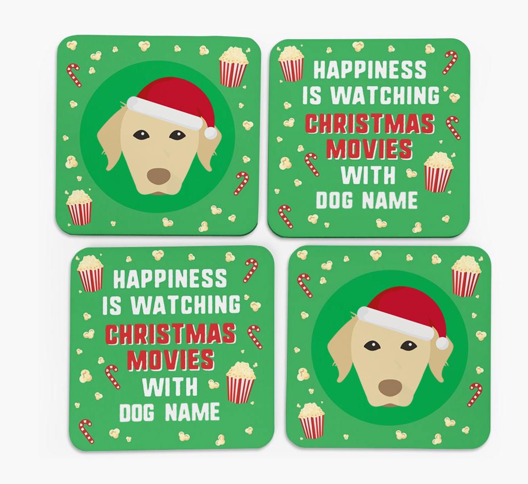 'Christmas Movies with {dogsName}' - Personalised {breedFullName} Coasters