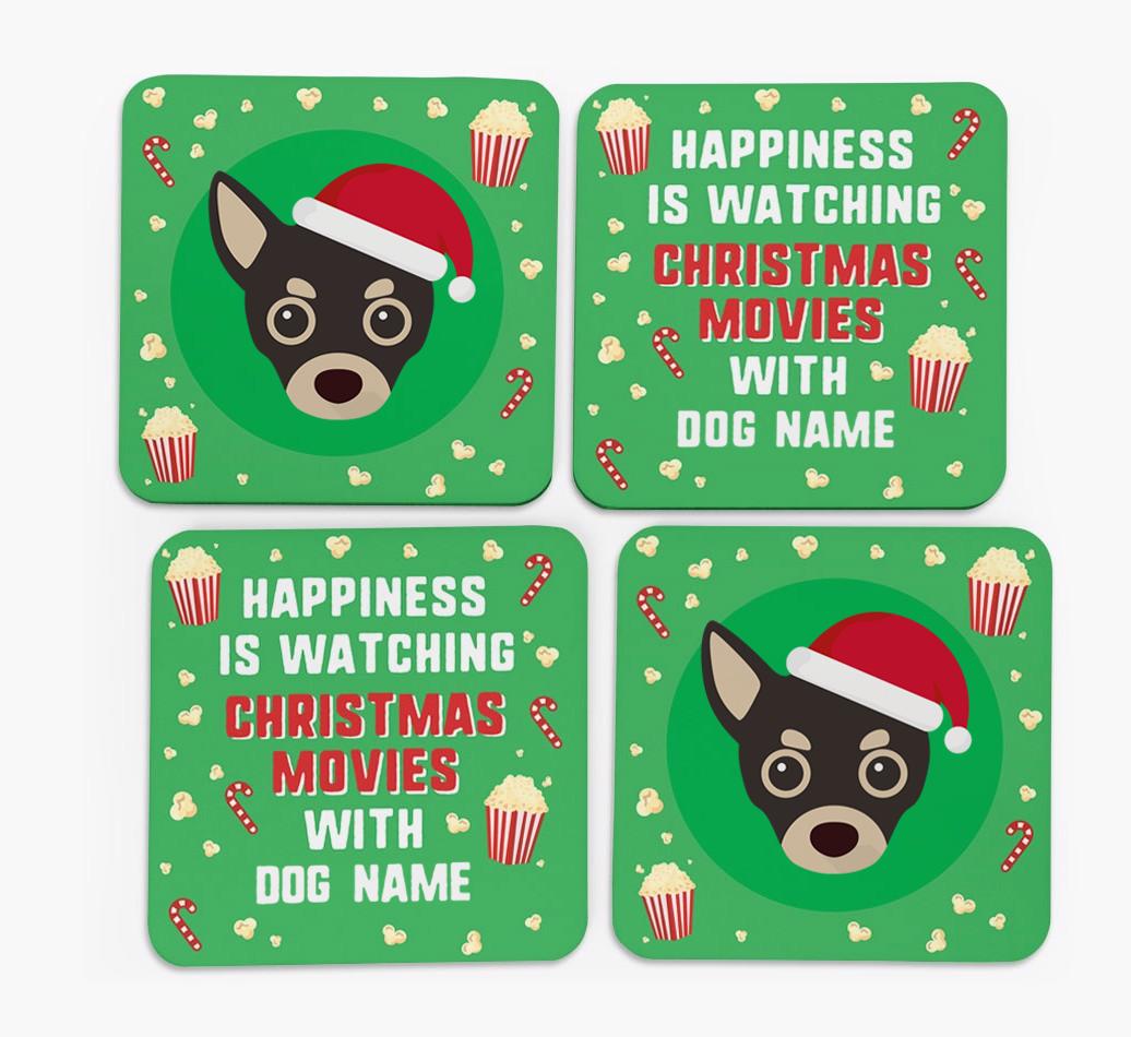 'Christmas Movies with {dogsName}' - Personalised {breedFullName} Coasters