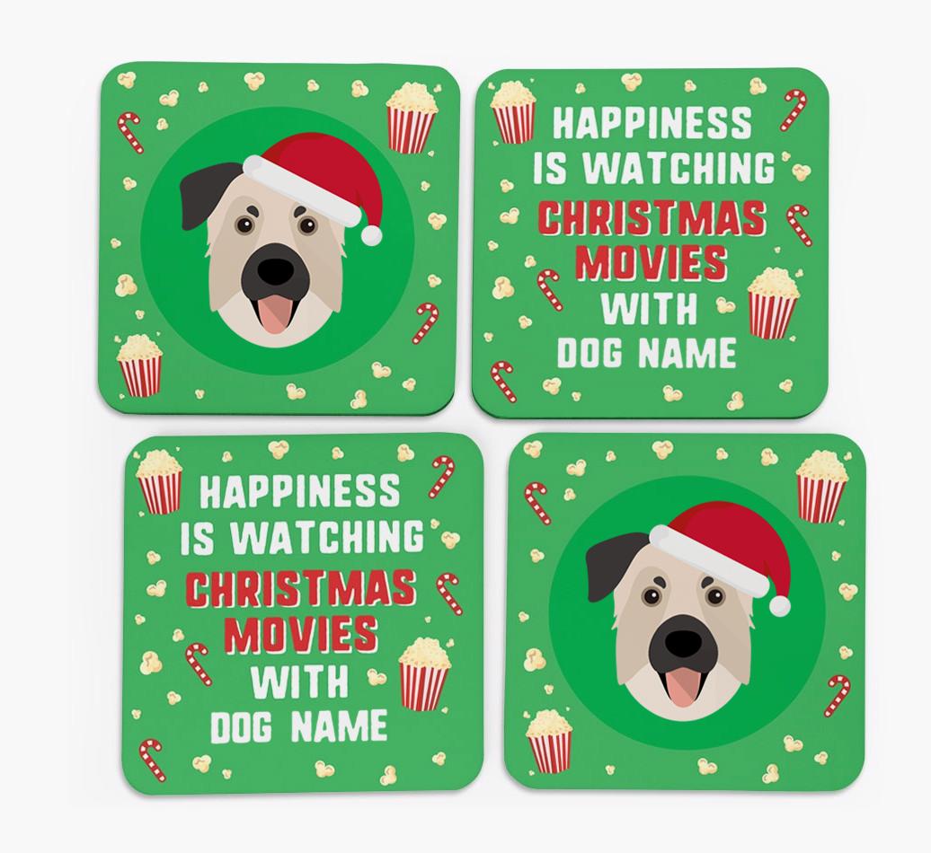 'Christmas Movies with {dogsName}' - Personalised {breedFullName} Coasters