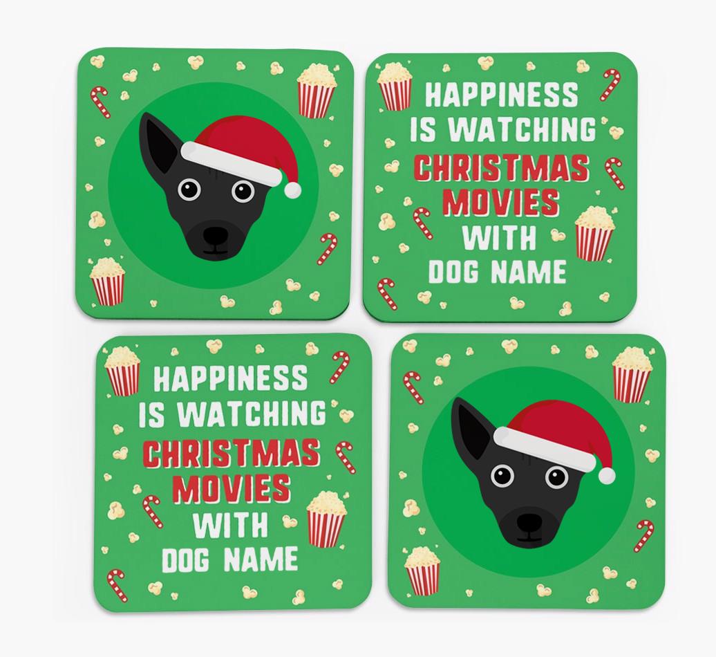'Christmas Movies with {dogsName}' - Personalised {breedFullName} Coasters