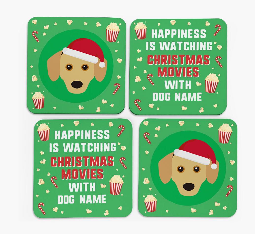 'Christmas Movies with {dogsName}' - Personalised {breedFullName} Coasters