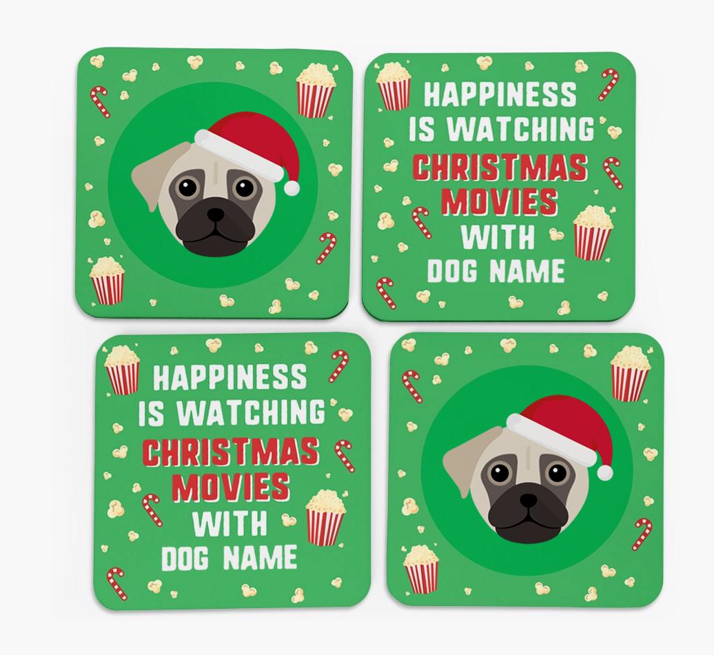 'Christmas Movies with {dogsName}' - Personalised {breedFullName} Coasters