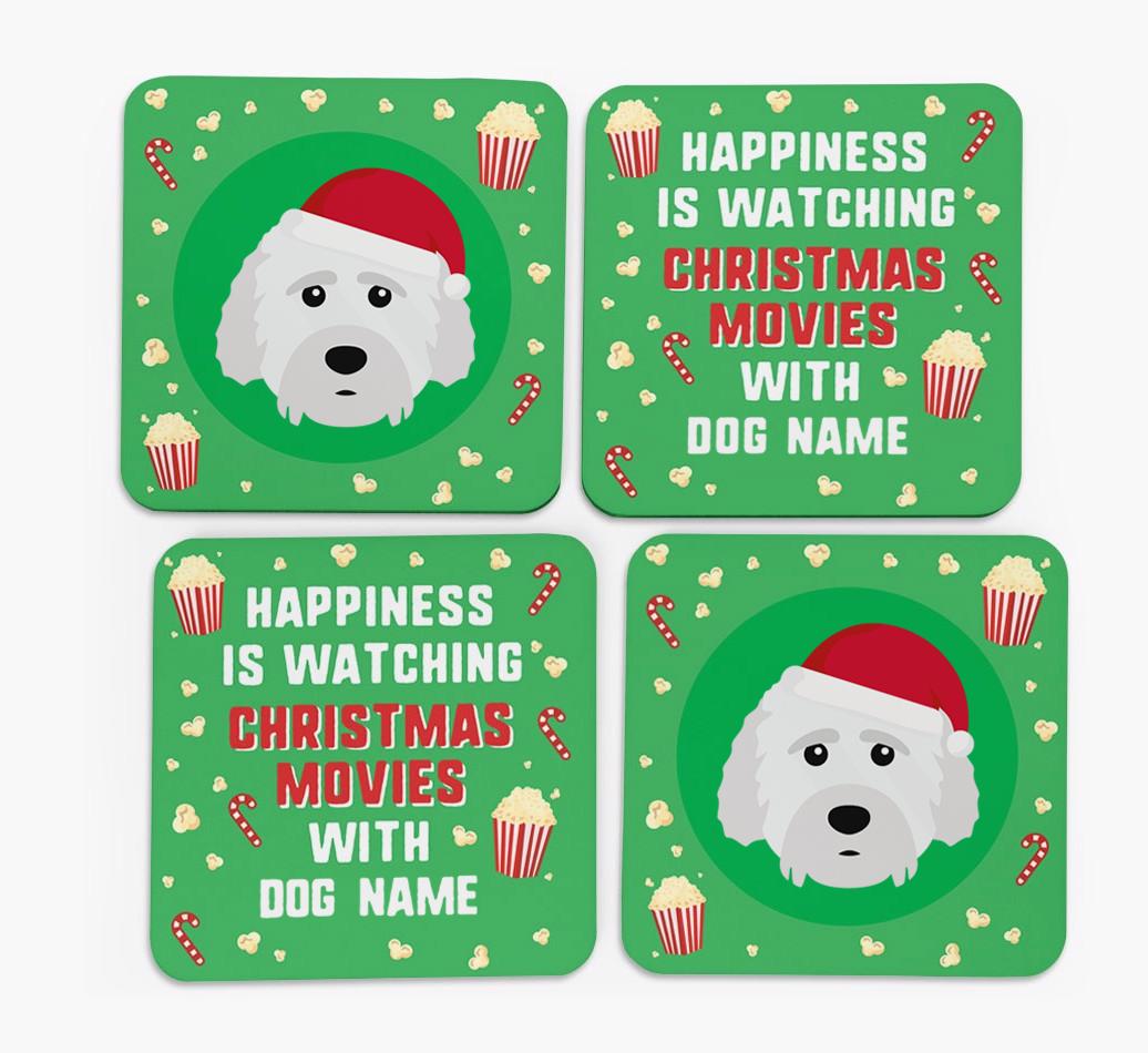 'Christmas Movies with {dogsName}' - Personalised {breedFullName} Coasters