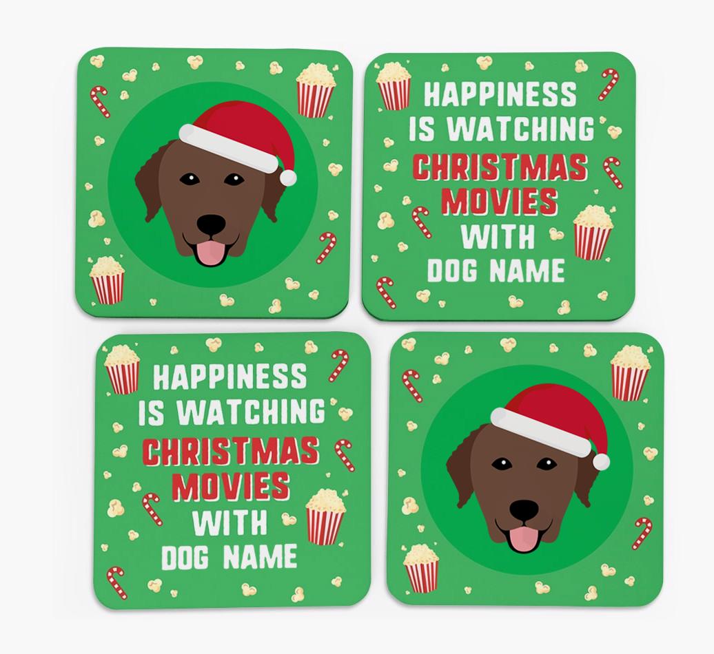 'Christmas Movies with {dogsName}' - Personalised {breedFullName} Coasters