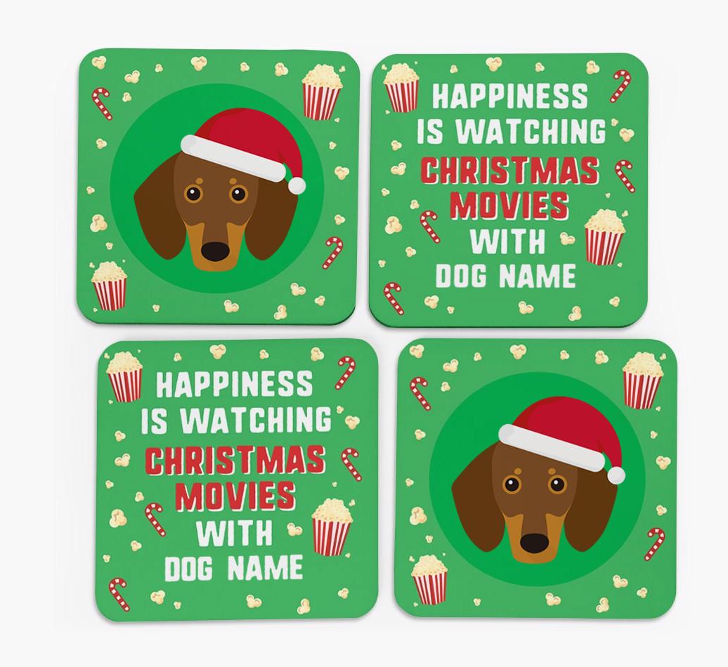 'Christmas Movies with {dogsName}' - Personalised {breedFullName} Coasters