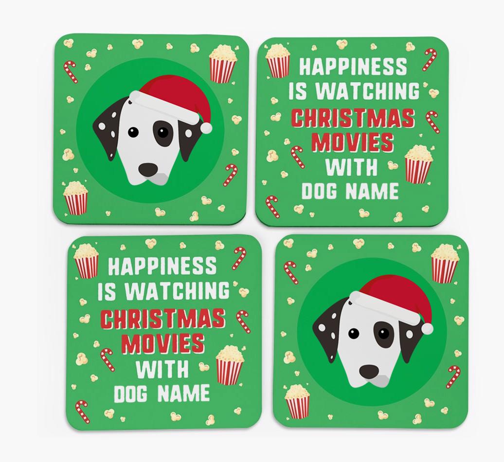 'Christmas Movies with {dogsName}' - Personalised {breedFullName} Coasters