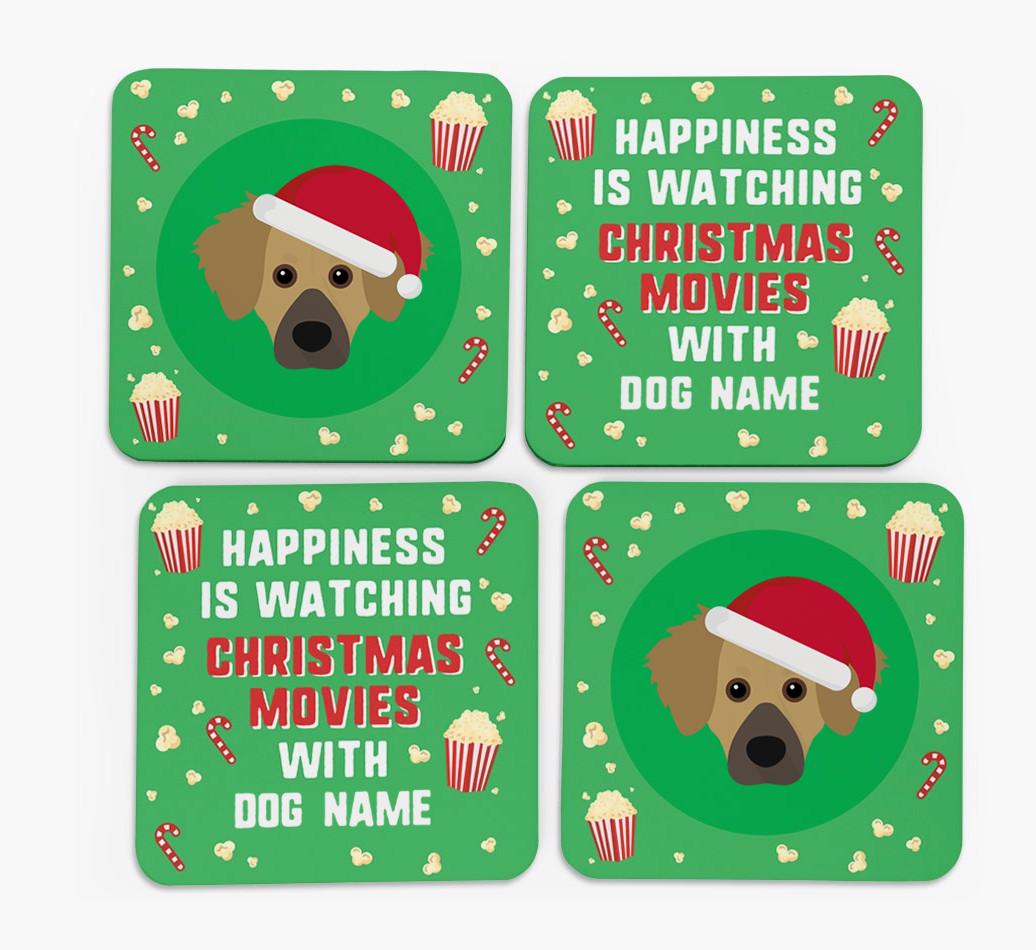 'Christmas Movies with {dogsName}' - Personalised {breedFullName} Coasters