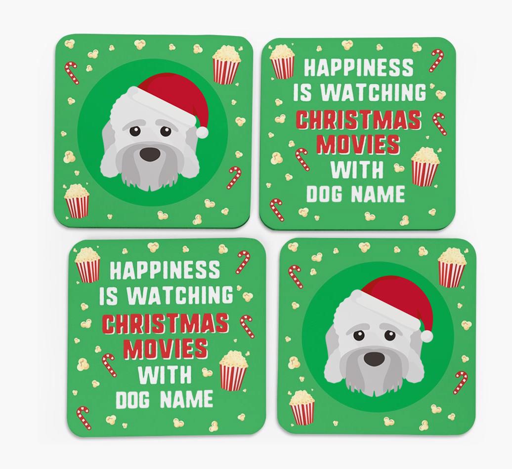 'Christmas Movies with {dogsName}' - Personalised {breedFullName} Coasters