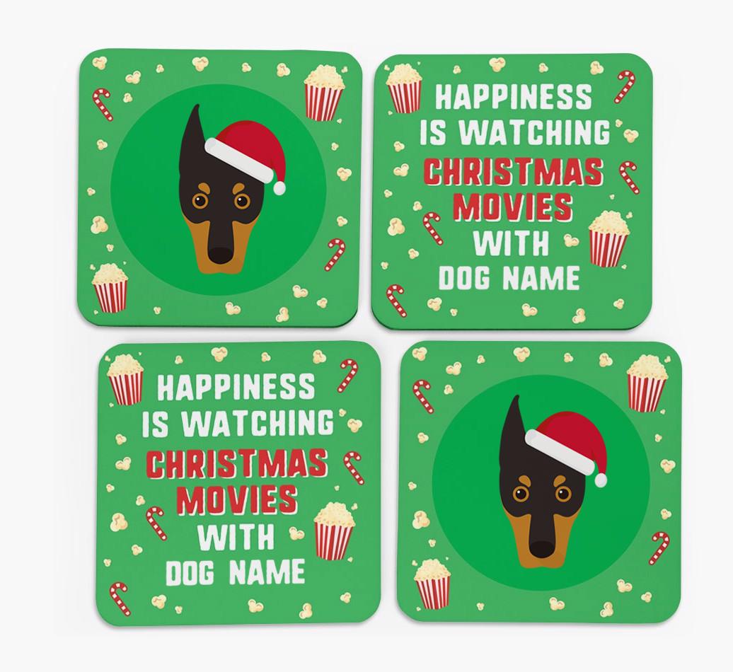 'Christmas Movies with {dogsName}' - Personalised {breedFullName} Coasters