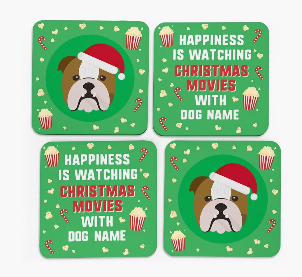 'Christmas Movies with {dogsName}' - Personalised {breedFullName} Coasters