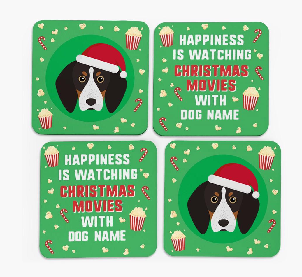 'Christmas Movies with {dogsName}' - Personalised {breedFullName} Coasters