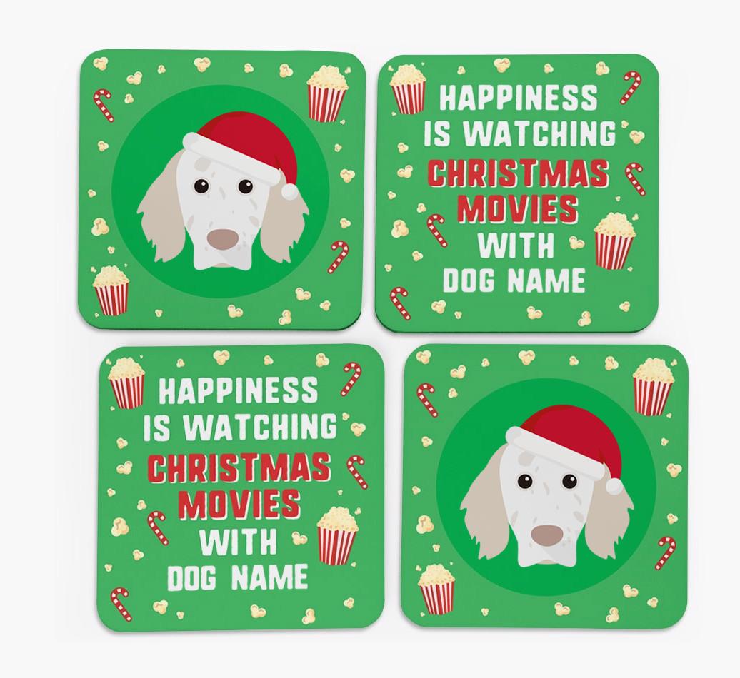 'Christmas Movies with {dogsName}' - Personalised {breedFullName} Coasters
