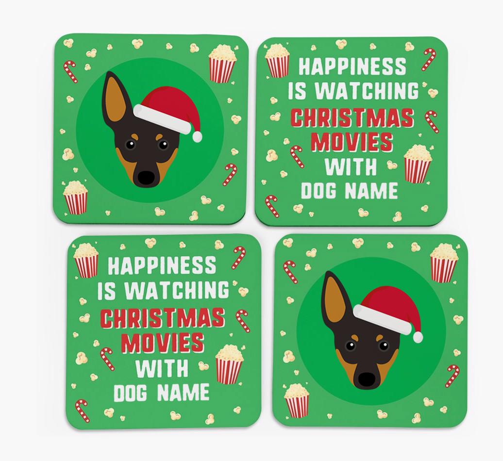 'Christmas Movies with {dogsName}' - Personalised {breedFullName} Coasters