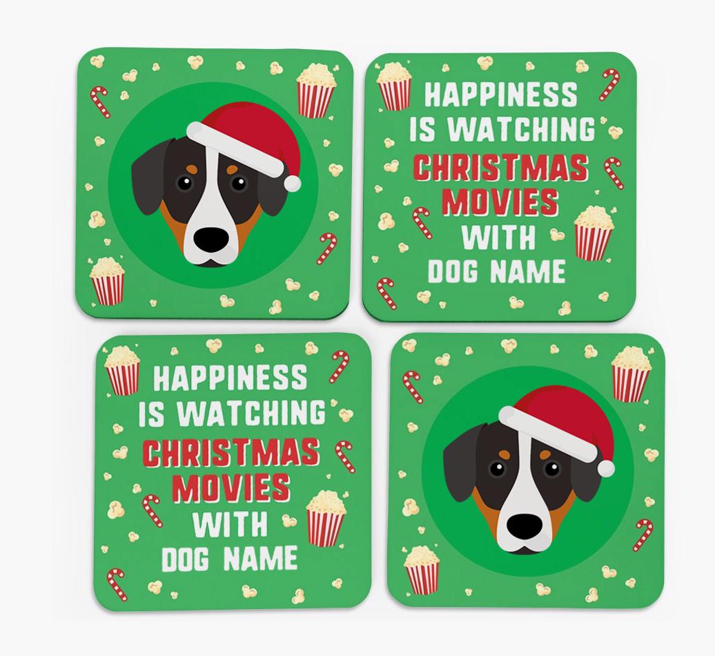 'Christmas Movies with {dogsName}' - Personalised {breedFullName} Coasters