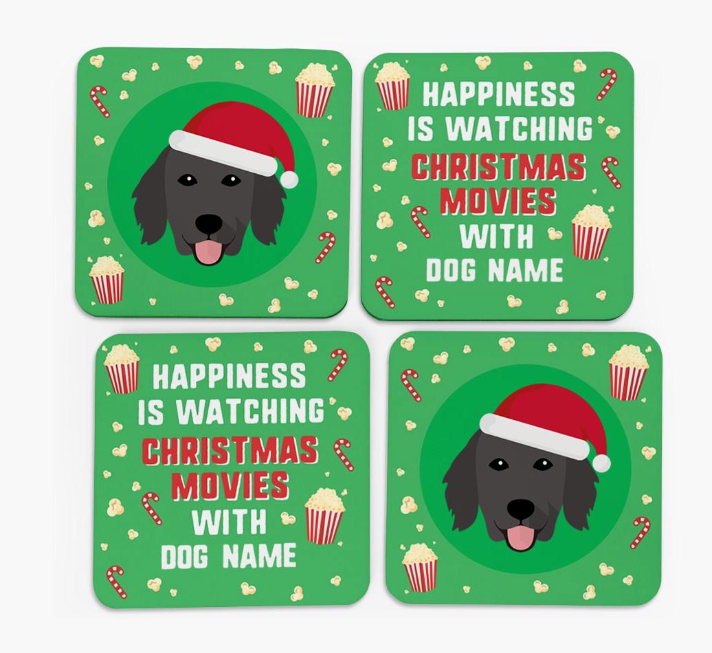 'Christmas Movies with {dogsName}' - Personalised {breedFullName} Coasters