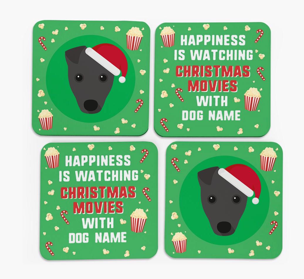 'Christmas Movies with {dogsName}' - Personalised {breedFullName} Coasters