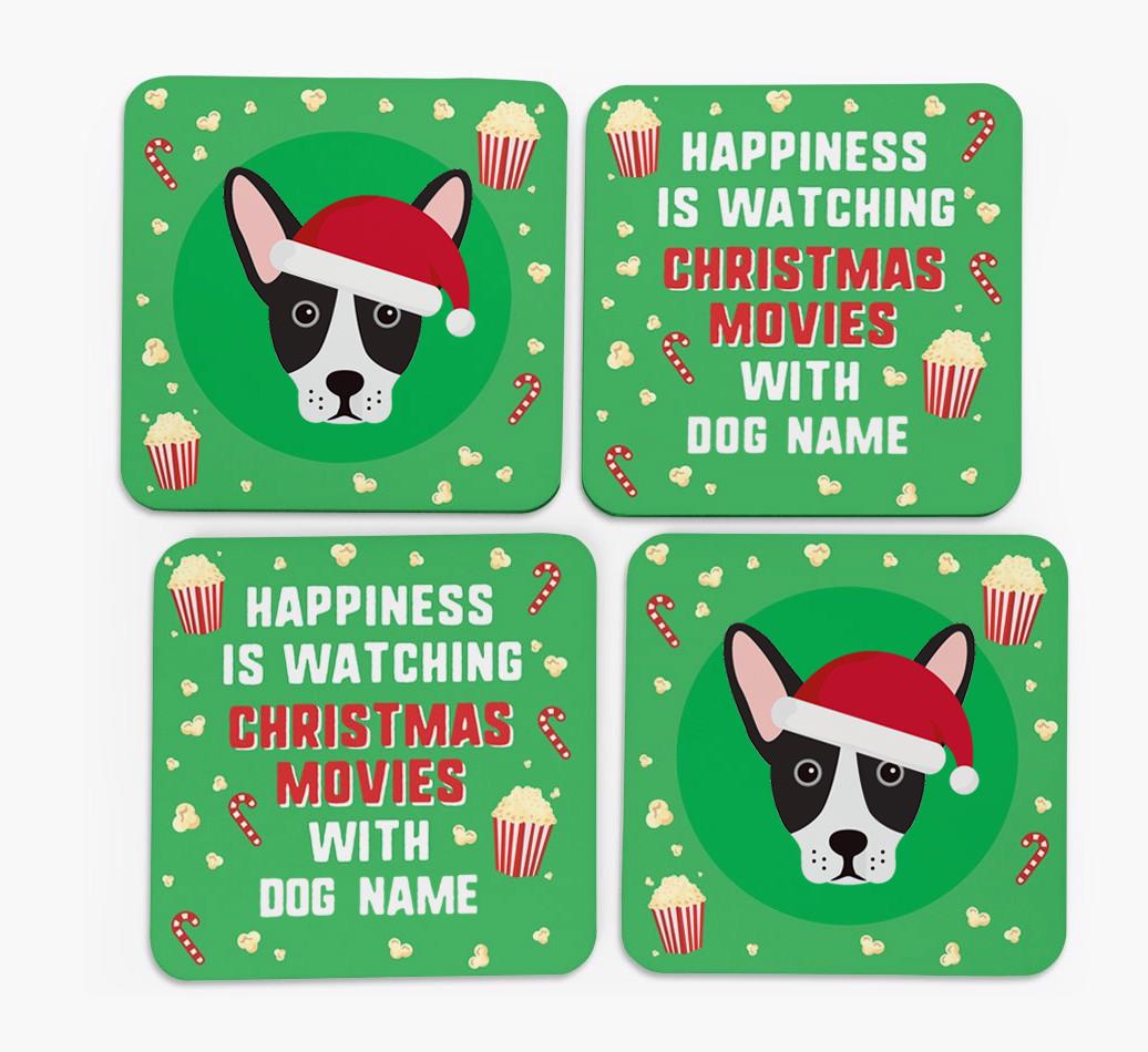 'Christmas Movies with {dogsName}' - Personalised {breedFullName} Coasters
