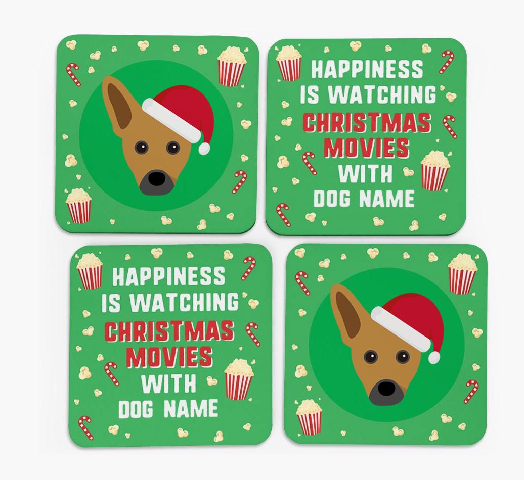 'Christmas Movies with {dogsName}' - Personalised {breedFullName} Coasters