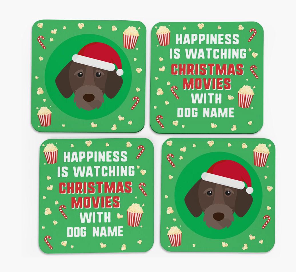 'Christmas Movies with {dogsName}' - Personalised {breedFullName} Coasters