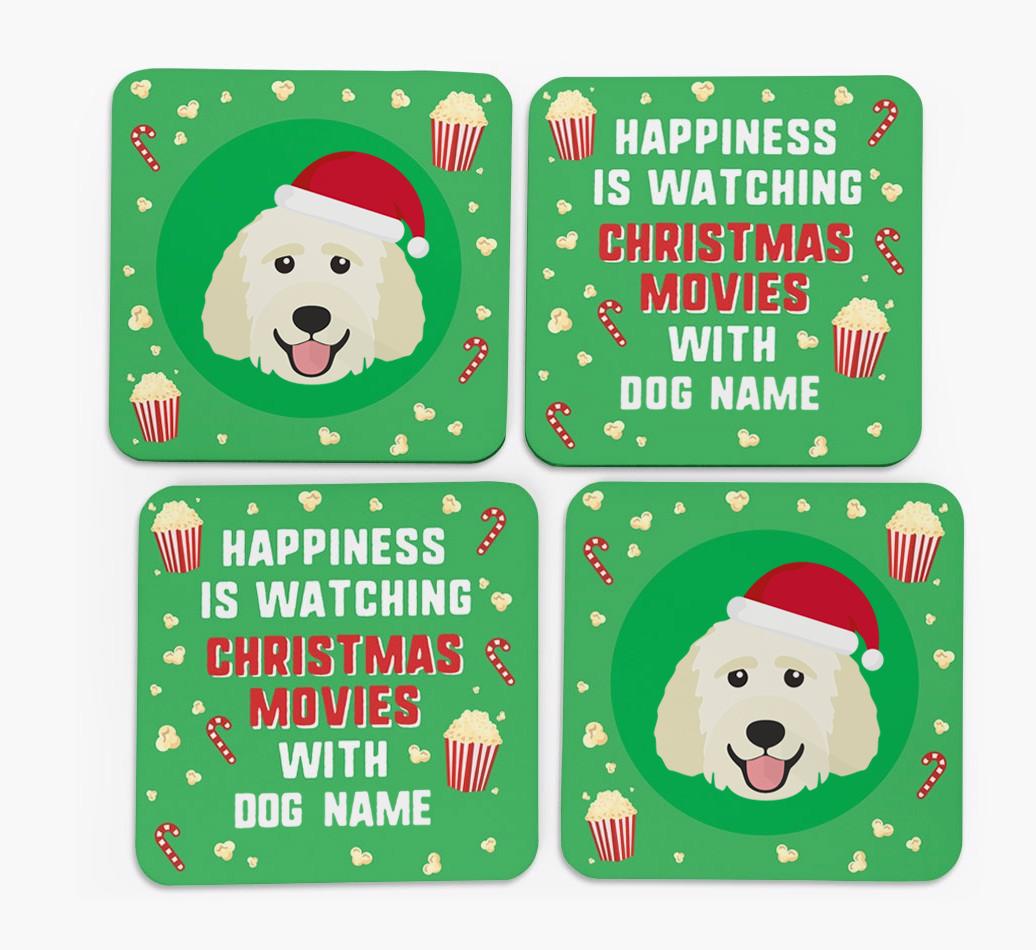 'Christmas Movies with {dogsName}' - Personalised {breedFullName} Coasters
