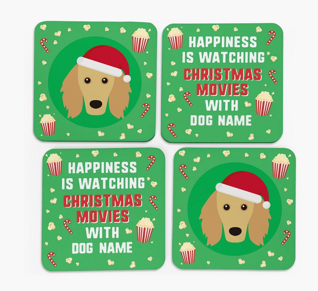 'Christmas Movies with {dogsName}' - Personalised {breedFullName} Coasters