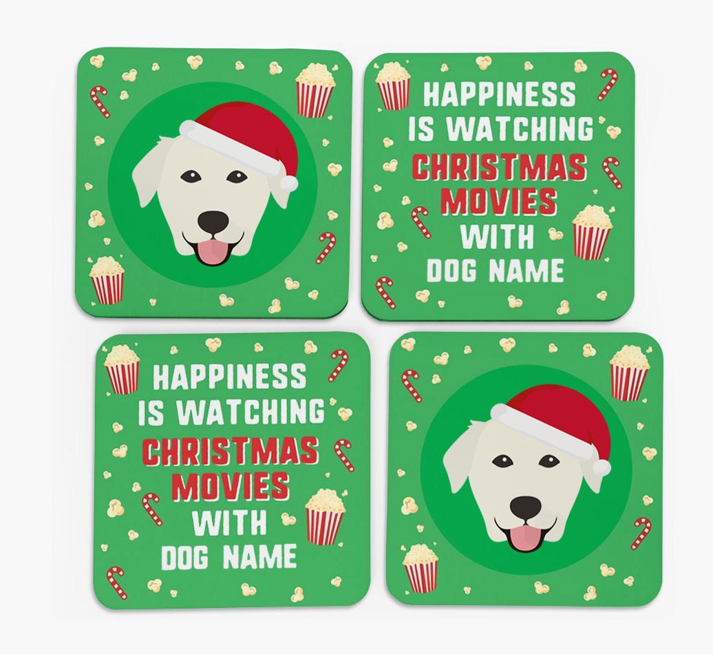 'Christmas Movies with {dogsName}' - Personalised {breedFullName} Coasters