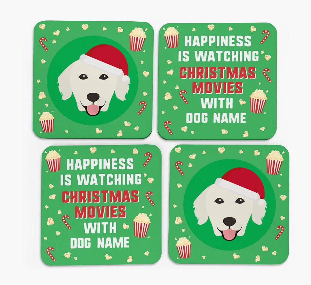 'Christmas Movies with {dogsName}' - Personalised {breedFullName} Coasters