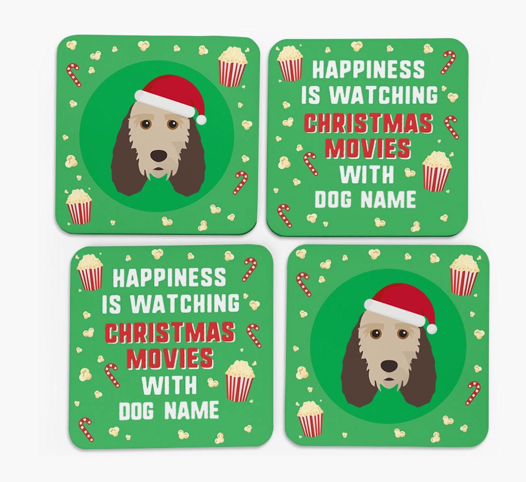 'Christmas Movies with {dogsName}' - Personalised {breedFullName} Coasters